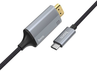 

HOCO Cable Type-C to HDMI 4K “UA13” aluminum alloy shell HDMI Cable(Compatible with laptops,mobile phones, Samsung S8, S9, Note8,, Black)