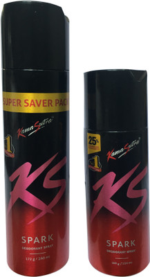 

KamaSutra 1 SPARK (BIG), 1 SPARK (SMALL) (PACK OF 2) Deodorant Spray - For Men & Women(410 ml, Pack of 2)