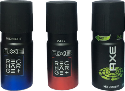 

AXE MIDNIGHT, 24X7 , PULSE (PACK OF 3) Deodorant Spray - For Men(150 ml, Pack of 3)