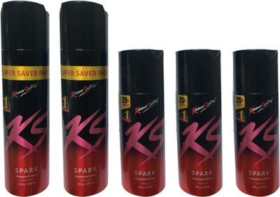 

KamaSutra 2 SPARK (BIG), 3 SPARK (SMALL) (PACK OF 5) Deodorant Spray - For Men & Women(410 ml, Pack of 5)