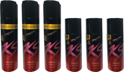 

KamaSutra 3 SPARK (BIG), 3 SPARK (SMALL) (PACK OF 6) Deodorant Spray - For Men & Women(410 ml, Pack of 6)