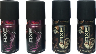 

AXE 2 ROVOKE , 2 DARK TEMPTATION (PACK OF 4) Deodorant Spray - For Men(150 ml, Pack of 4)