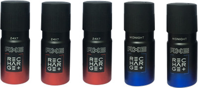 

AXE 3 24X7 , 2 MIDNIGHT(PACK OF 5) Deodorant Spray - For Men(150 ml, Pack of 5)