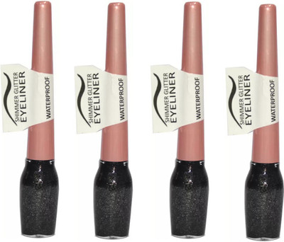 

beauty hub Waterproof Shimmer Glitter Eyeliner (Black) 4 Pc X 6 ml(Black)
