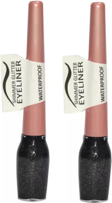 

beauty hub Waterproof Shimmer Glitter Eyeliner (Black) 2 Pc 12 ml(Black)