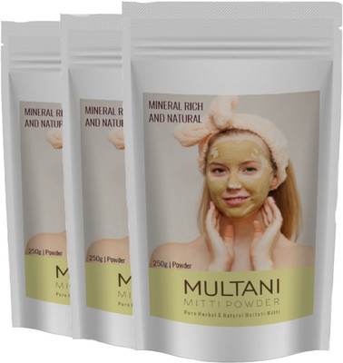 pure nature Organic Multani Mitti for Ubtan, Face Mask & Hair Mask (Pack Of 3) - 100 Gm Each(100 g)