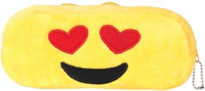 24x7eMall heart emoji Art Canvas Pencil Box(Set of 1, Yellow)