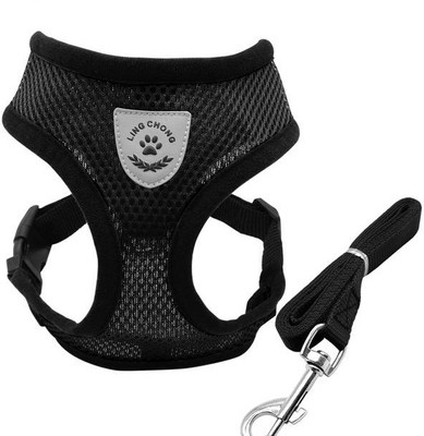

Cooldeals New Soft Breathable Air Nylon Mesh Puppy Dog Pet Cat Harness and Leash Dog Harness & Leash(, BLACK