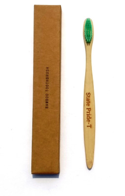 

State Pride - T Biodegradable Bamboo Toothbrush for Adults - Pack of 1| Eco Toothbrushes | 100% Biodegradable Handle | Green Colours Medium Bristles | Recyclable Toothbrush | BPA & Plastic-Free Medium Toothbrush