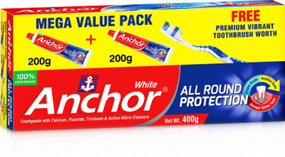 

ANCHOR WhiteTooth Paste (100% Vegeterian) Toothpaste(400 g)