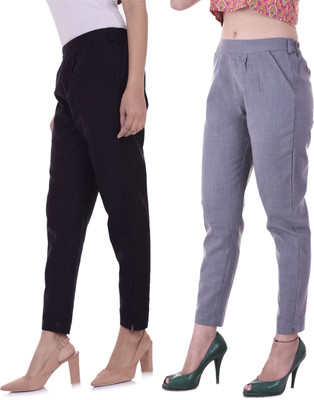 FASHION CLOUD Relaxed Women Black, Grey Trousers