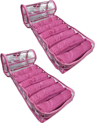 

Addyz Pack of 2 Six Rods Bangle Bracelet Watch Bag Jewelery Vanity Box(Pink)