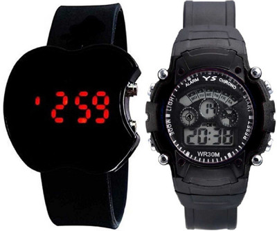 KINGLAND ORIGINAL BLACK COLOR SET OF 2 DIGITAL KIDS CHOICE FAVORITE SPORT 7 LIGHT Digital Watch - For Boys & Girls