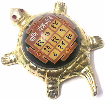 numeroastro Shri Shani Yantra On Brass Turtle/Tortoise (Small) (11 Cms) (1 Pc) Brass, Glass Yantra(Pack of 1)