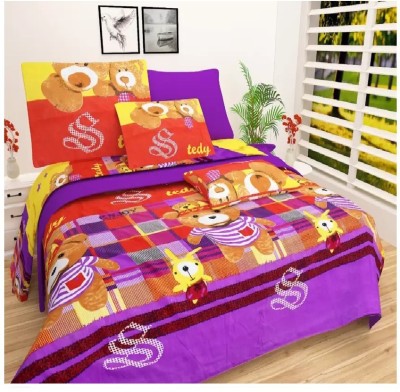 Home Readiness 185 TC Polycotton Double Cartoon Flat Bedsheet(Pack of 1, Multicolor)