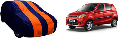 QualityBeast Car Cover For Maruti Suzuki Alto 800 (Without Mirror Pockets)(Orange, Blue)