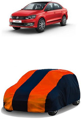 QualityBeast Car Cover For Volkswagen Vento (Without Mirror Pockets)(Orange, Black)