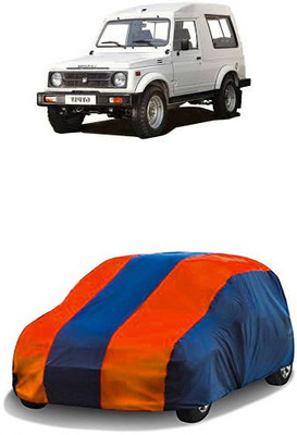 QualityBeast Car Cover For Maruti Suzuki Gypsy King (Without Mirror Pockets)(Orange, Blue)