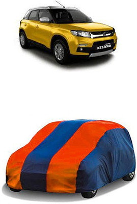 QualityBeast Car Cover For Maruti Suzuki Vitara Brezza (Without Mirror Pockets)(Orange, Blue)