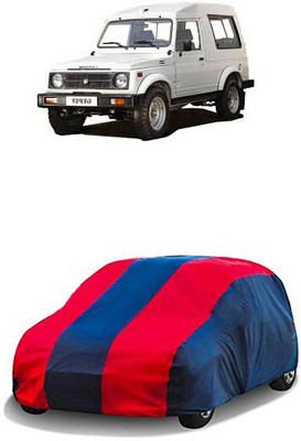 QualityBeast Car Cover For Maruti Suzuki Gypsy King (Without Mirror Pockets)(Red, Blue)
