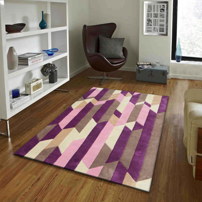 PRESTO Purple, Pink Wool Carpet(4 ft,  X 6 ft, Rectangle)