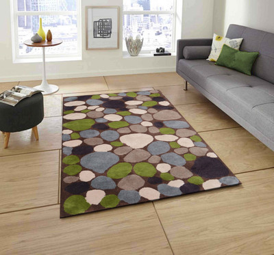 PRESTO Green, Brown, Beige Wool Carpet(4 ft,  X 6 ft, Rectangle)