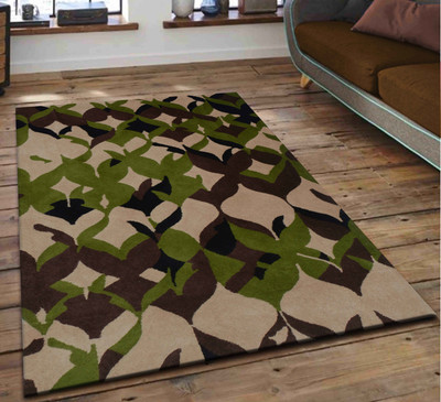 PRESTO Green, Brown Wool Carpet(4 ft,  X 6 ft, Rectangle)