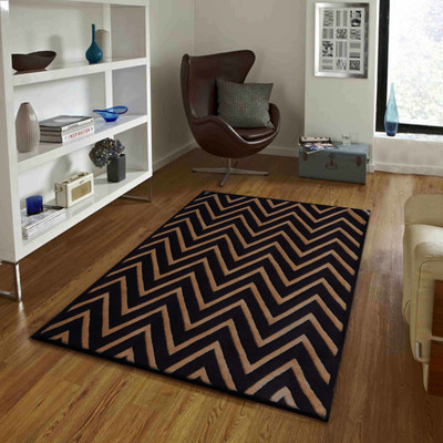 PRESTO Brown, Beige Wool Carpet(4 ft,  X 6 ft, Rectangle)