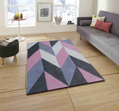PRESTO Pink Wool Area Rug(2 ft,  X 5 ft, Rectangle)
