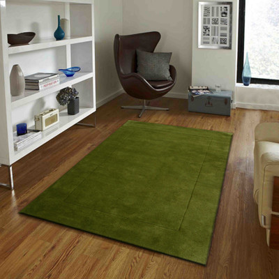 PRESTO Green Wool Carpet(4 ft,  X 6 ft, Rectangle)