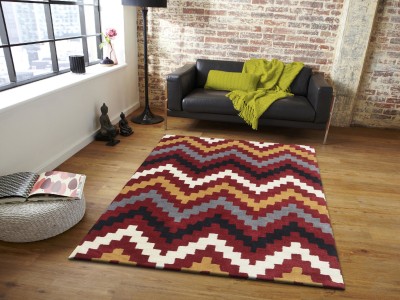 PRESTO Red Wool Carpet(4 ft,  X 6 ft, Rectangle)