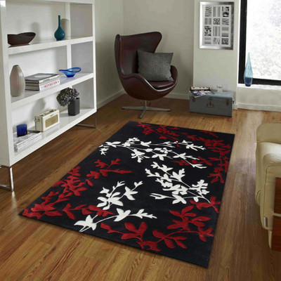 PRESTO Red, Black Wool Area Rug(2 ft,  X 5 ft, Rectangle)