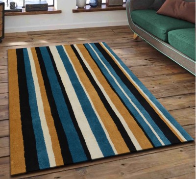 PRESTO Gold, Blue Wool Carpet(4 ft,  X 6 ft, Rectangle)