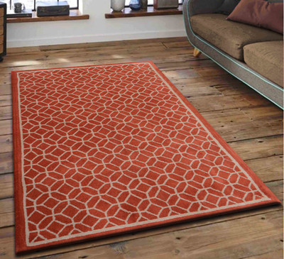 PRESTO Orange, Beige Wool Area Rug(2 ft,  X 5 ft, Rectangle)