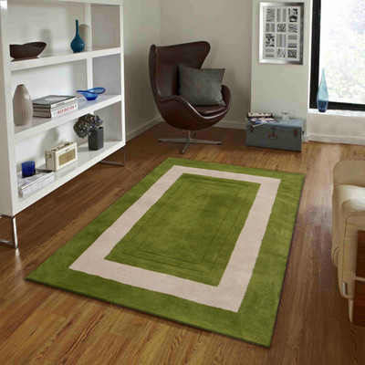 PRESTO Green, Beige Wool Area Rug(3 ft,  X 5 ft, Rectangle)