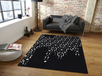 PRESTO Black, Grey Wool Area Rug(2 ft,  X 5 ft, Rectangle)
