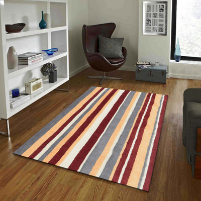 PRESTO Gold, Maroon Wool Carpet(4 ft,  X 6 ft, Rectangle)