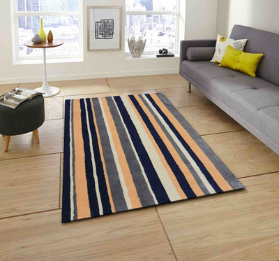 PRESTO Gold, Blue Wool Carpet(4 ft,  X 6 ft, Rectangle)