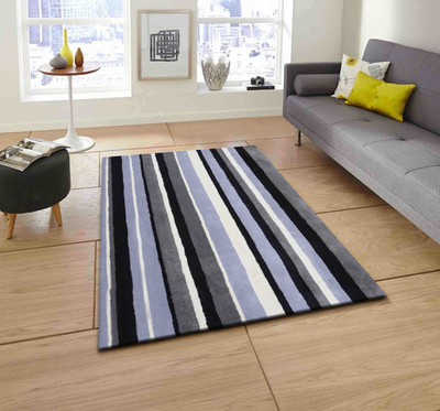 PRESTO Black, Grey Wool Area Rug(2 ft,  X 5 ft, Rectangle)