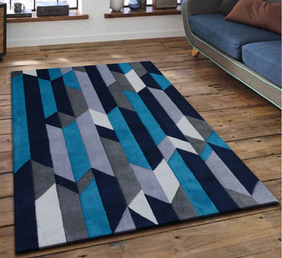 PRESTO Blue Wool Area Rug(3 ft,  X 5 ft, Rectangle)