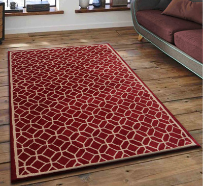 PRESTO Red, Beige Wool Area Rug(2 ft,  X 5 ft, Rectangle)