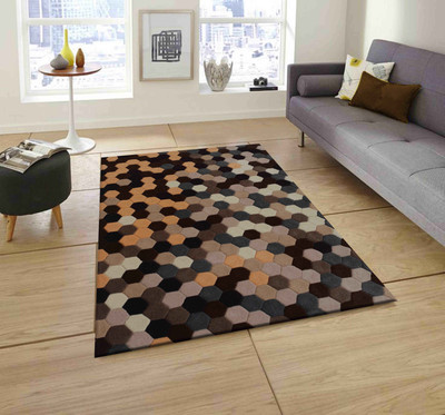 PRESTO Brown Wool Area Rug(2 ft,  X 5 ft, Rectangle)