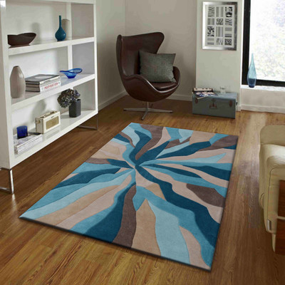PRESTO Blue Wool Area Rug(3 ft,  X 5 ft, Rectangle)