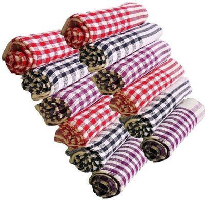 DEHATI STORE Kitchen Napkins, Duster, Cleaning Cloth Soft and Multicolor Multipurpose Kitchen Roti Napkin, Table Wiper Set of 12 Pcs (18 x 18 in) Wet and Dry Cotton Cleaning Cloth(12 Units)