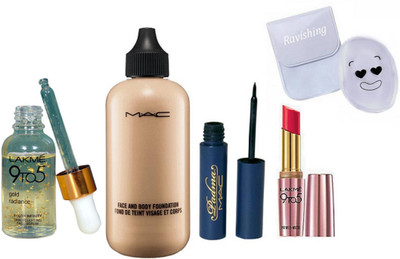 

ravishing silicone puff, face & body FOUNDATION & EYELINER & lipstick, 9to5 Face Serum(Set of 5)