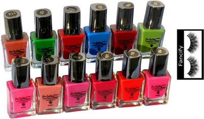 

fancify Eyelashes, Nail paint (Pack of 12)(Set of 13)