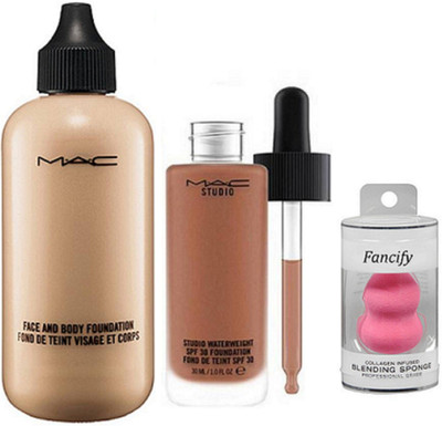 

fancify Sponge Puff & Face And Body Foundation & Studio Waterwight Liquid Foundation(Set of 3)