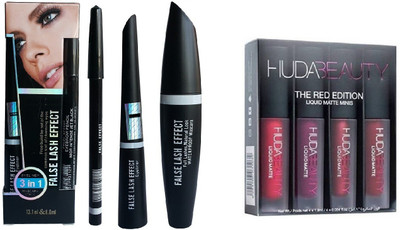 Myn Combo Of Red edition matte lipstick set with eyeliner pencil, mascara & liquid eyeliner(2 Items in the set)