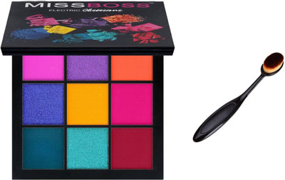 

Miss Boss Eyeshadow Palette - Electric obsession 10.0 g and Oval Makeup Brush combo, pack of 2(Set of 2)
