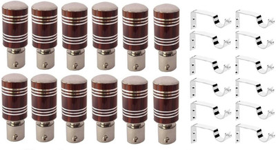 tajhardwaregallery Brown Curtain Knobs, Rod Rail Bracket Metal(Pack of 12)